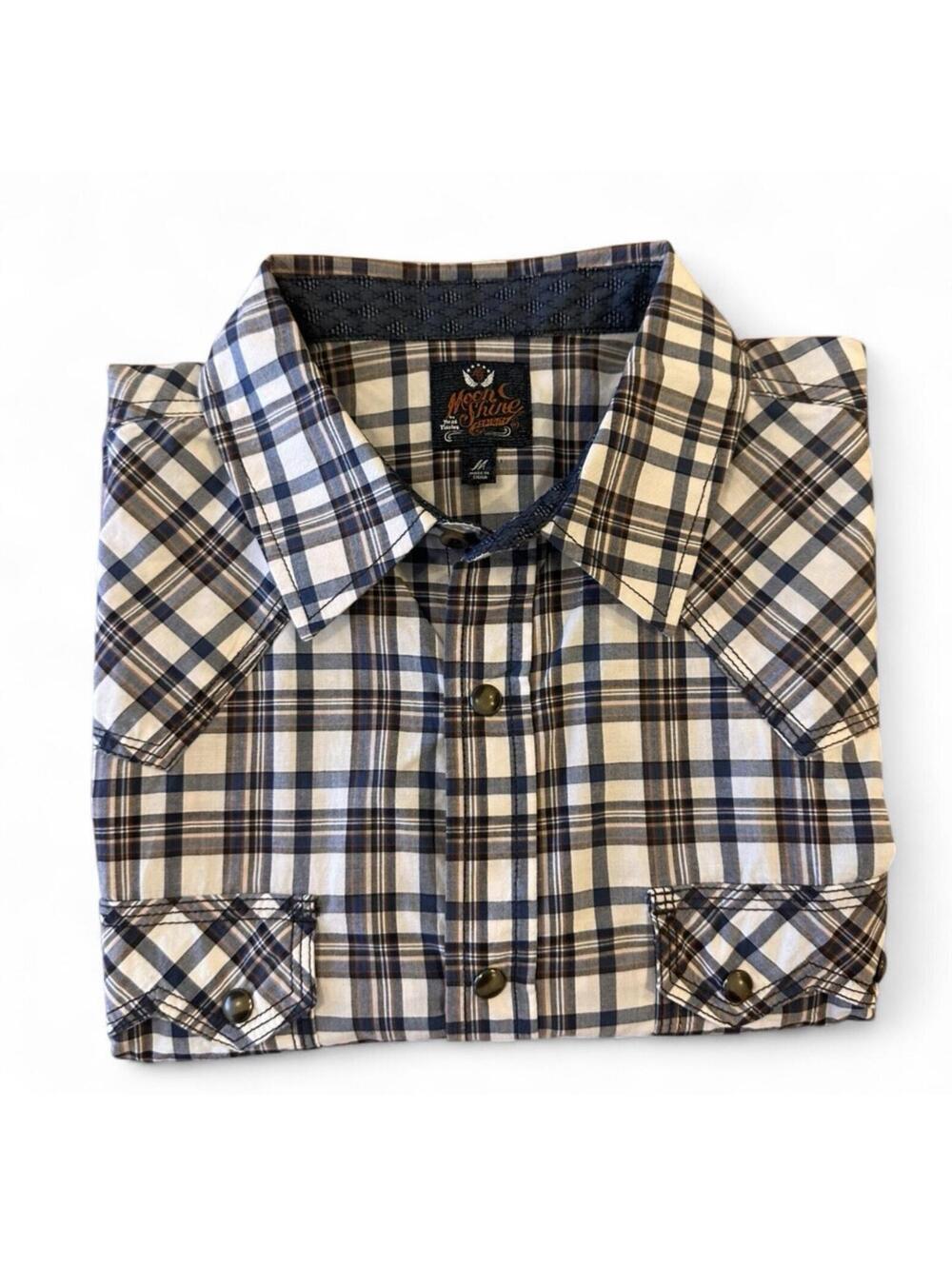 Moon Shine Spirits Brad Paisley Pearl Snap Shirt Men’s M Plaid